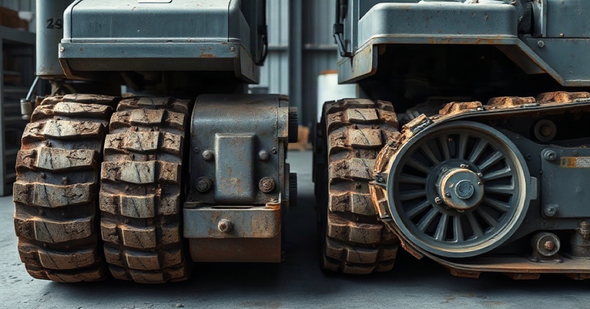 Mechanik przy koparce gąsienicowej sprawdza tabliczkę znamionową z numerem seryjnym maszyny